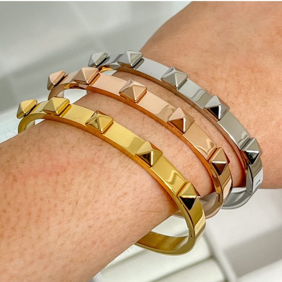Geometric Jewelry Pyramid Bangle Bracelet Rockstar Jewelry Bangle Bracelets - Picture 11 of 11